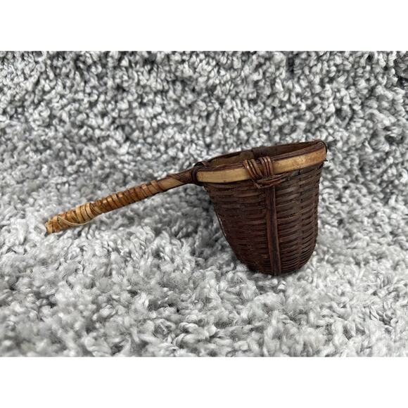 Antique Bamboo Basket Style Tea Strainer Infuser Kitchen Utensil Handmade - Picture 2 of 10